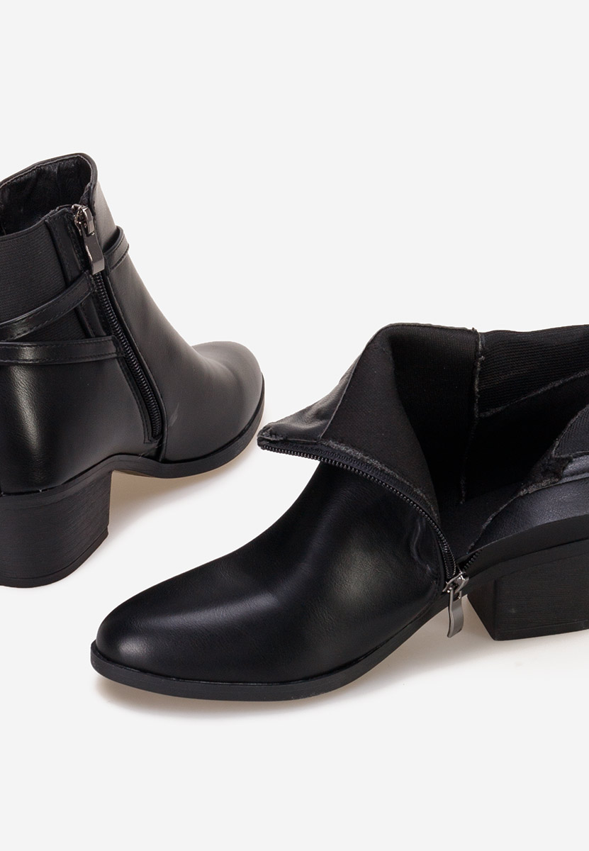 Botine cu toc gros Odelina negre