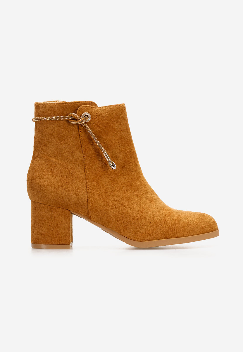 Botine cu toc gros Elara camel