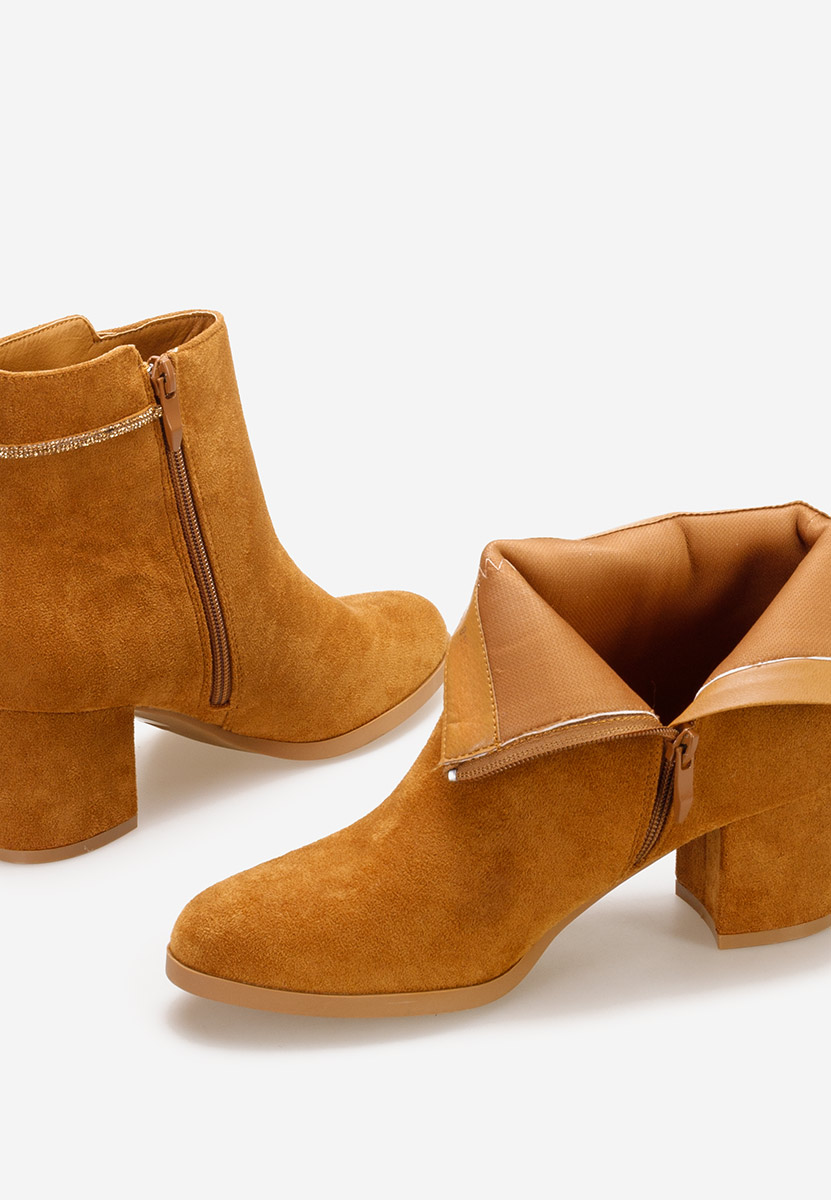 Botine cu toc gros Elara camel