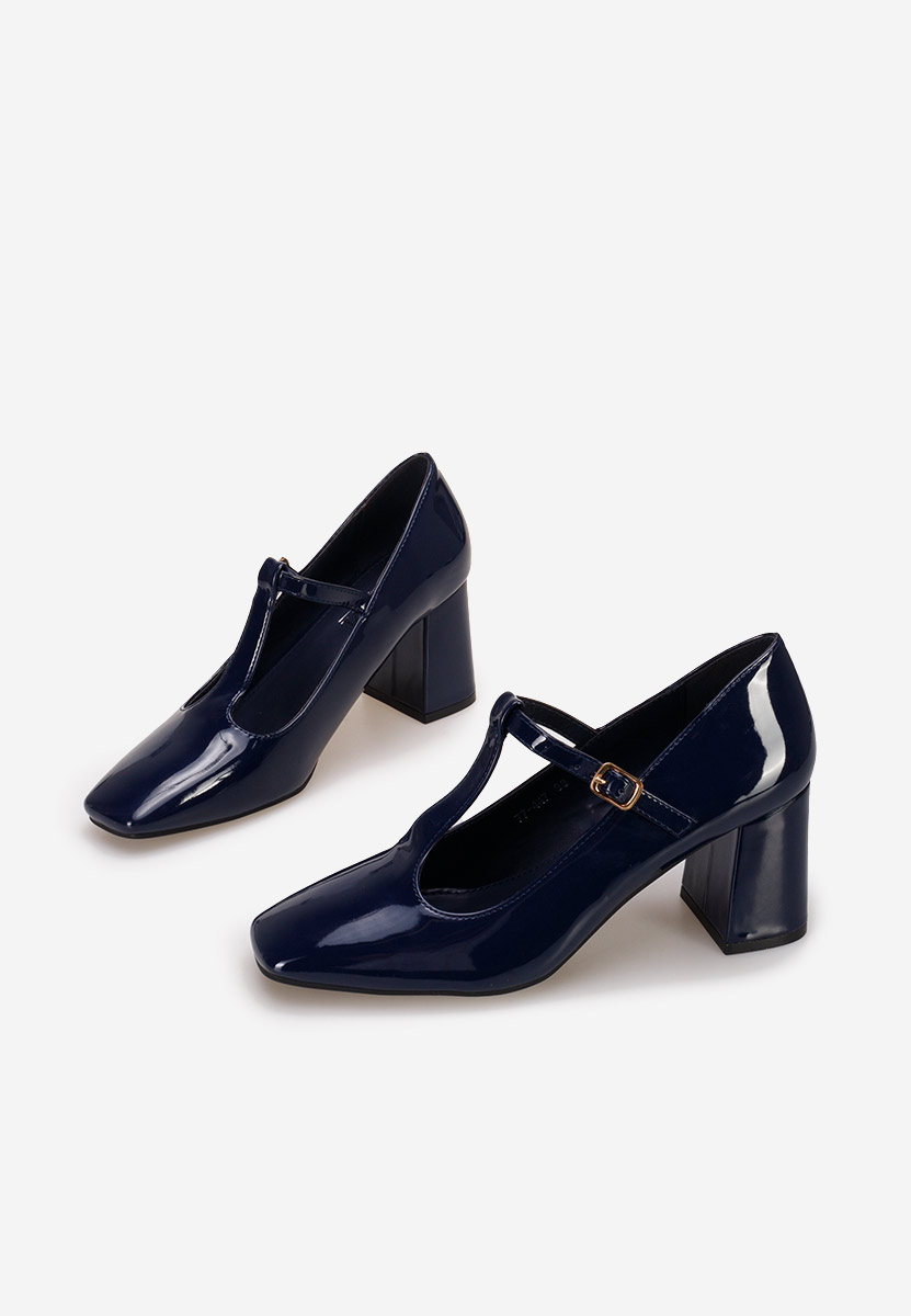 Pantofi cu toc gros Mevana navy