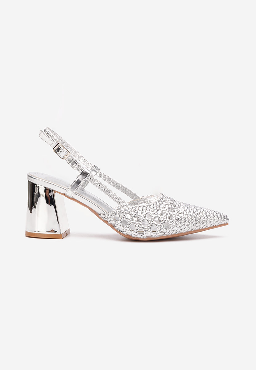 Pantofi slingback Letira argintii