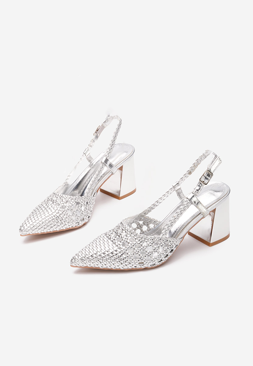 Pantofi slingback Letira argintii
