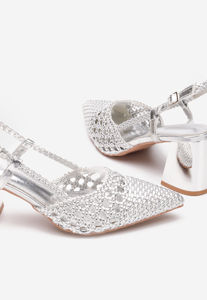 Pantofi slingback Letira argintii