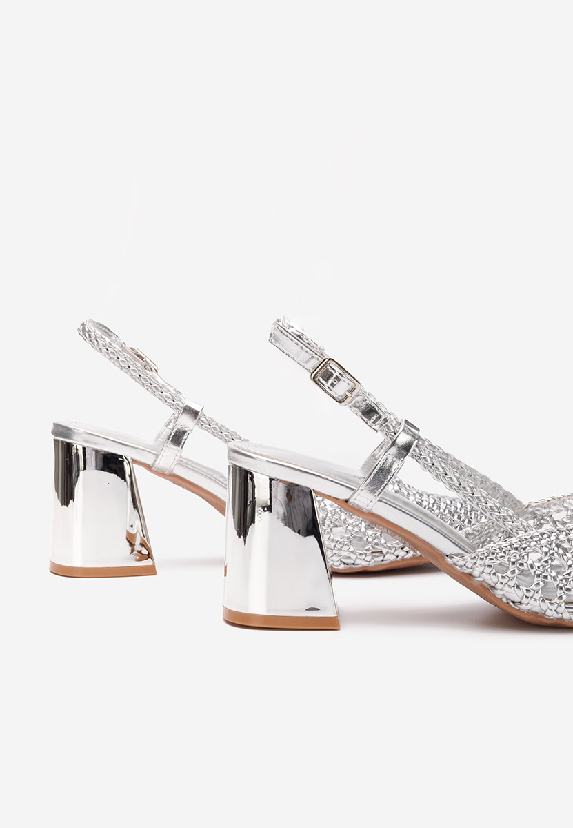 Pantofi slingback Letira argintii