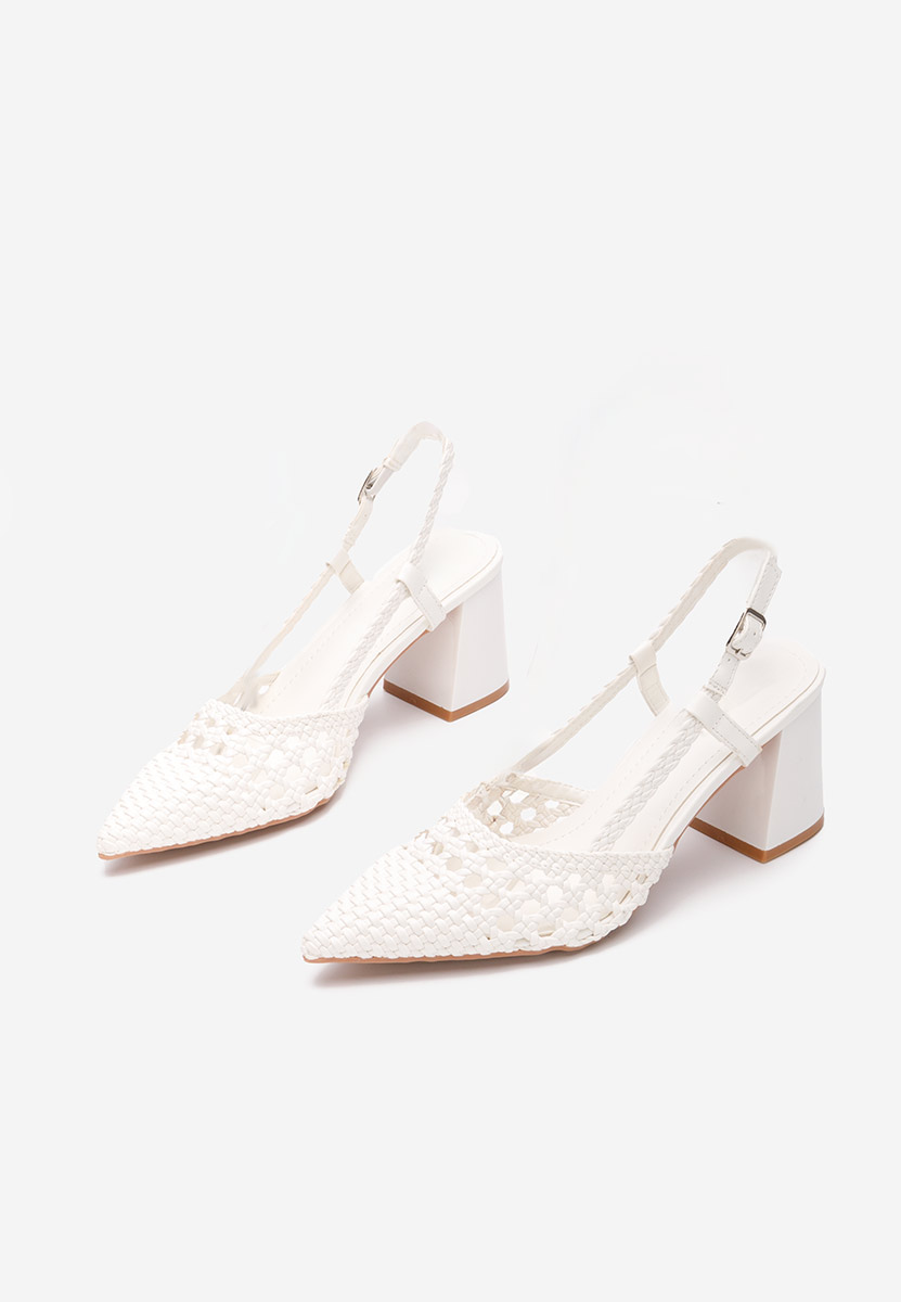 Pantofi slingback Letira albi