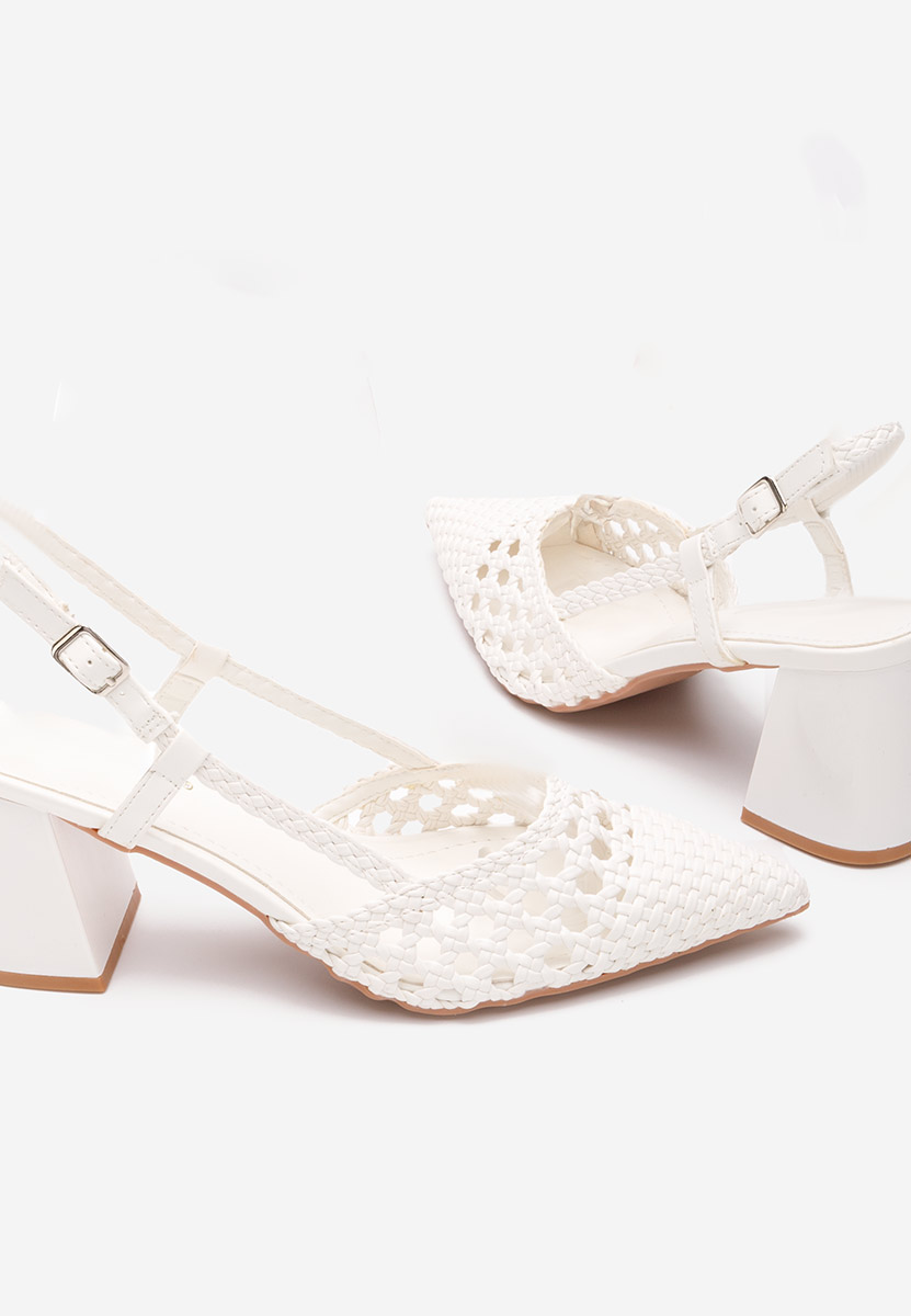 Pantofi slingback Letira albi