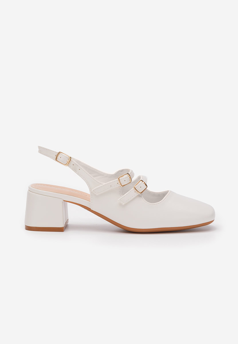 Pantofi slingback Sivida albi