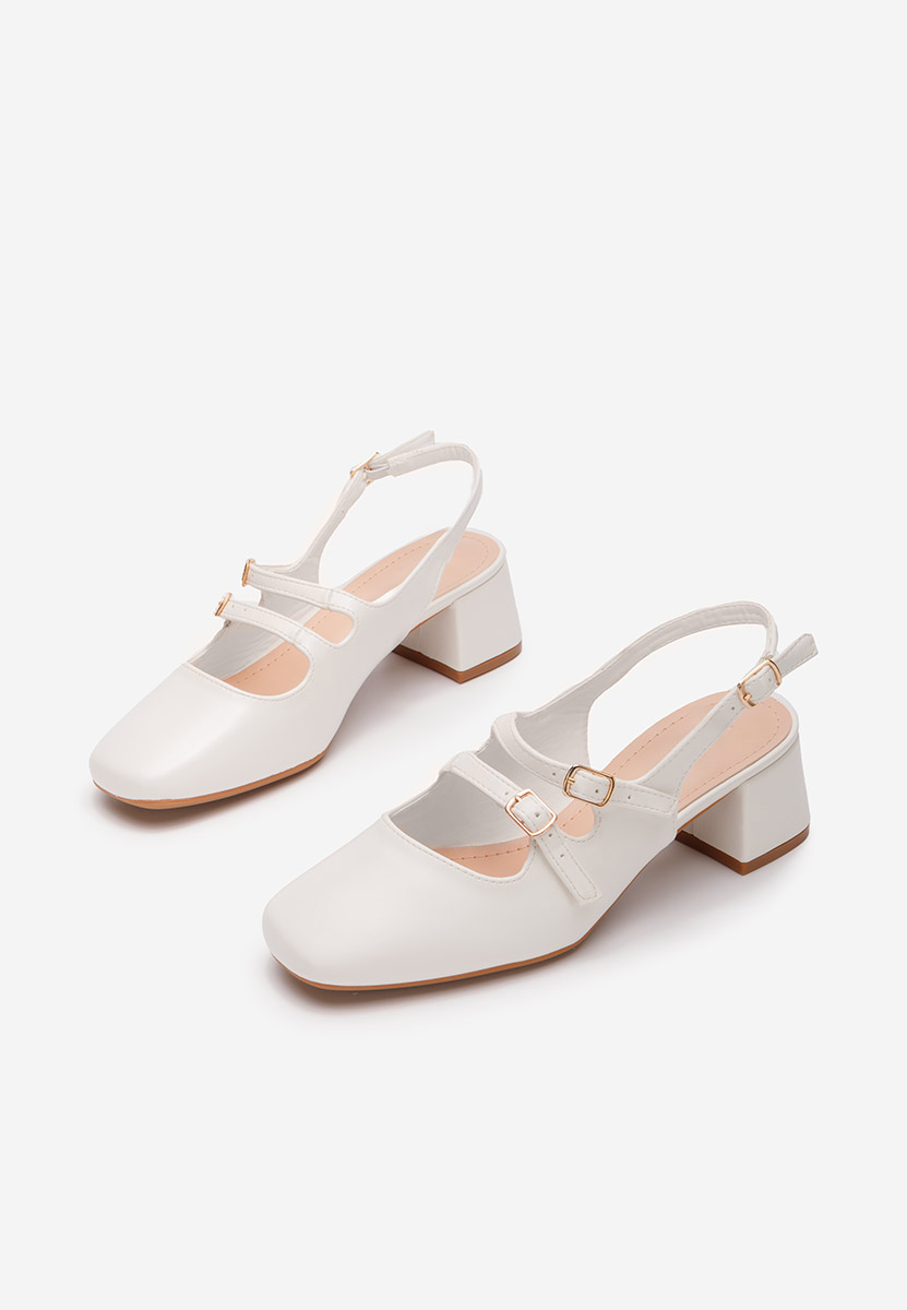 Pantofi slingback Sivida albi