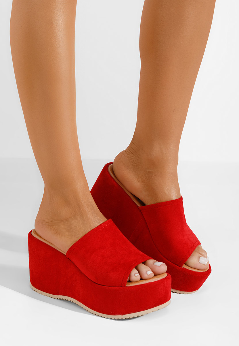 Papuci cu platformă Belona rosii