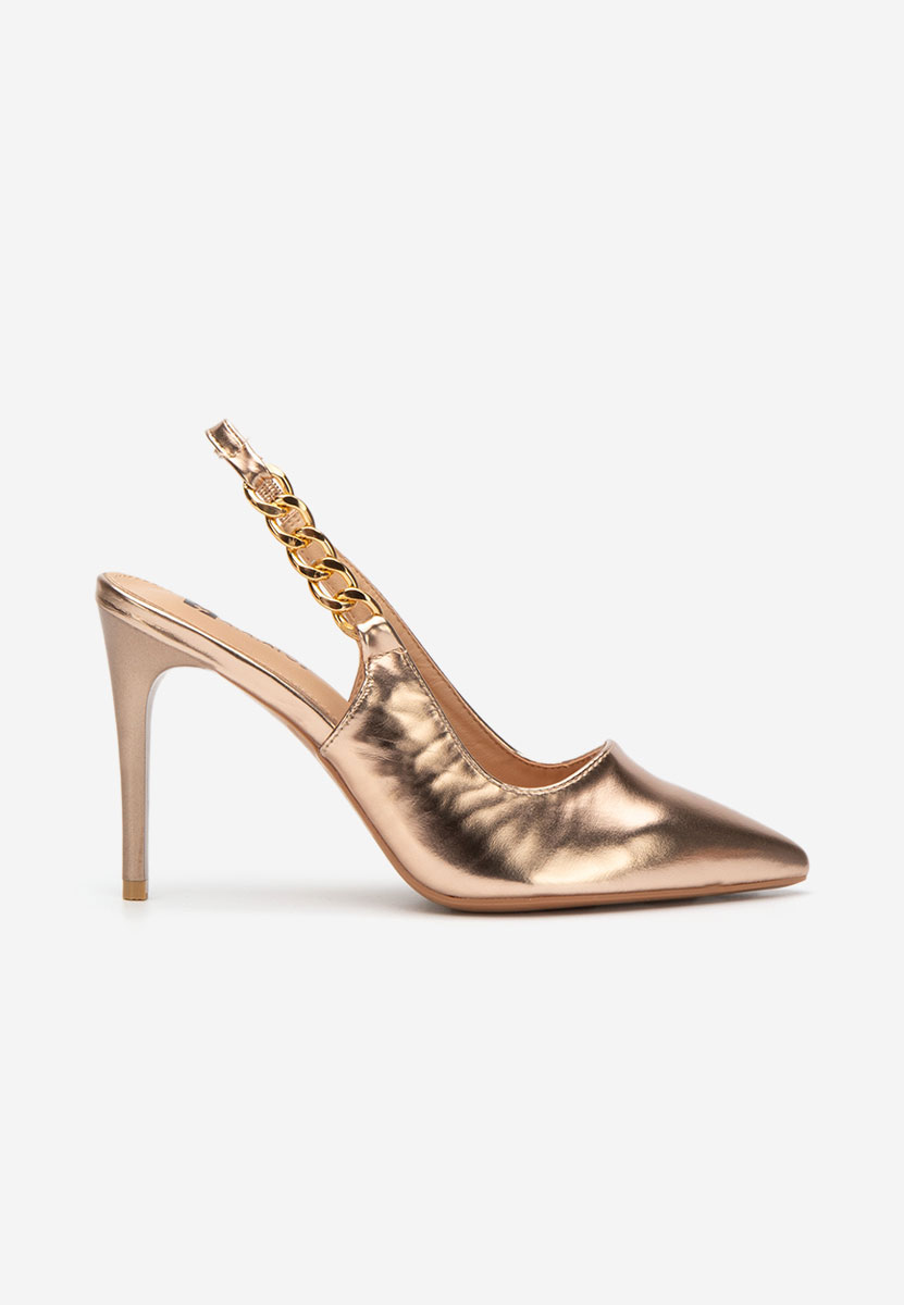 Pantofi cu toc eleganti champagne Elemia