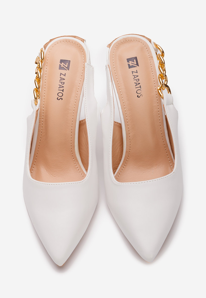 Pantofi cu toc eleganti Elemia albi