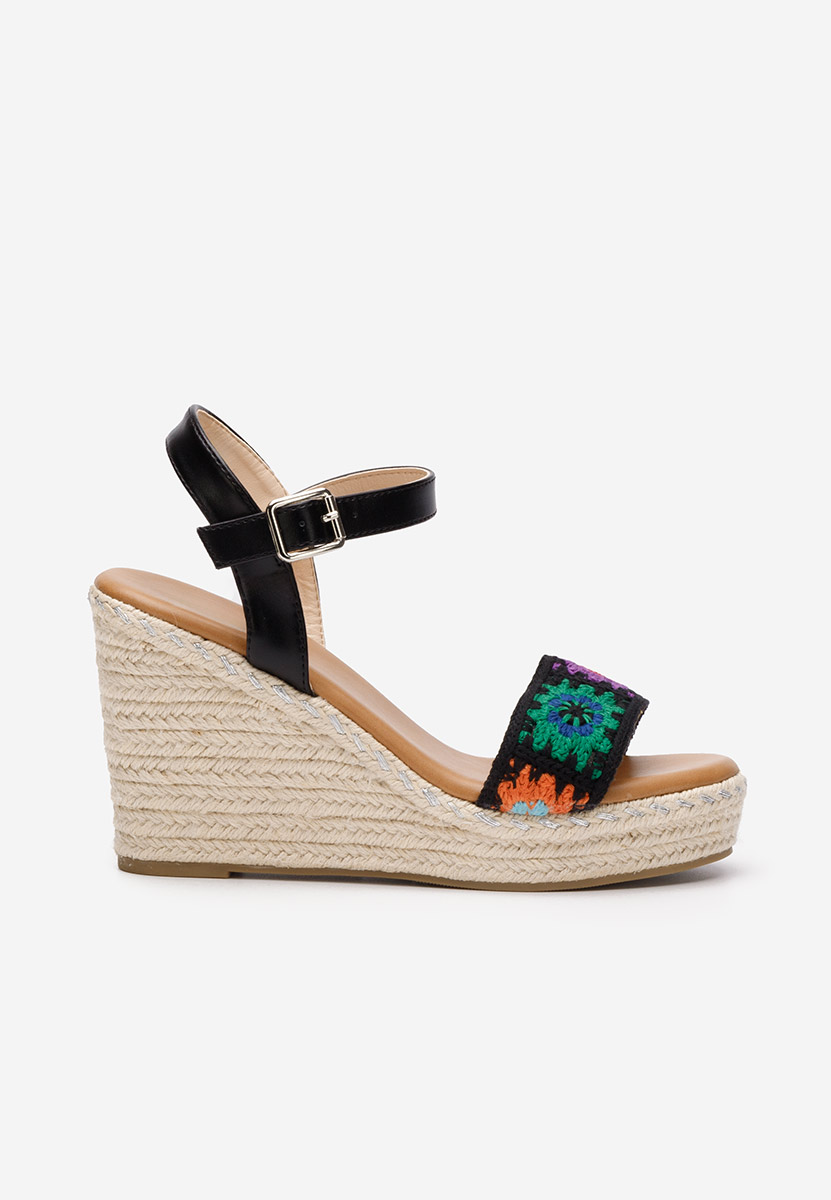 Sandale cu platforma tip espadrile Messie negre