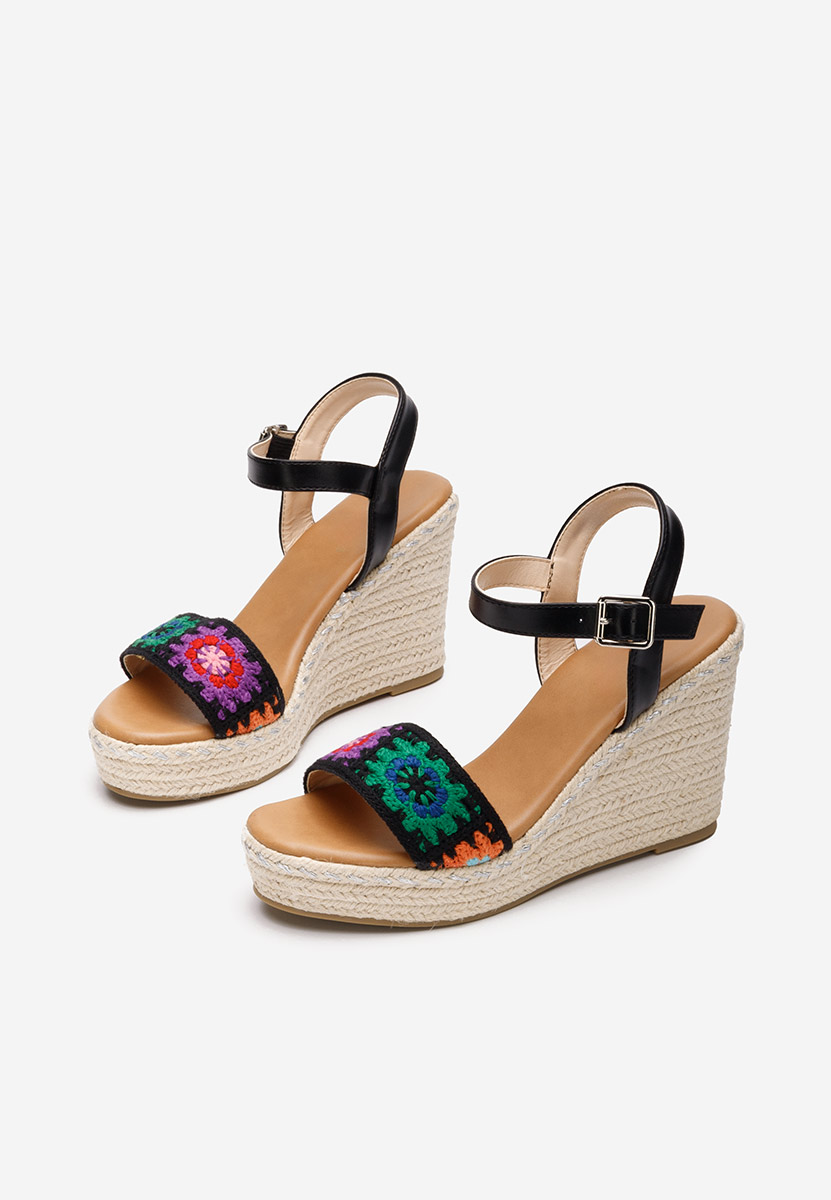 Sandale cu platforma tip espadrile Messie negre