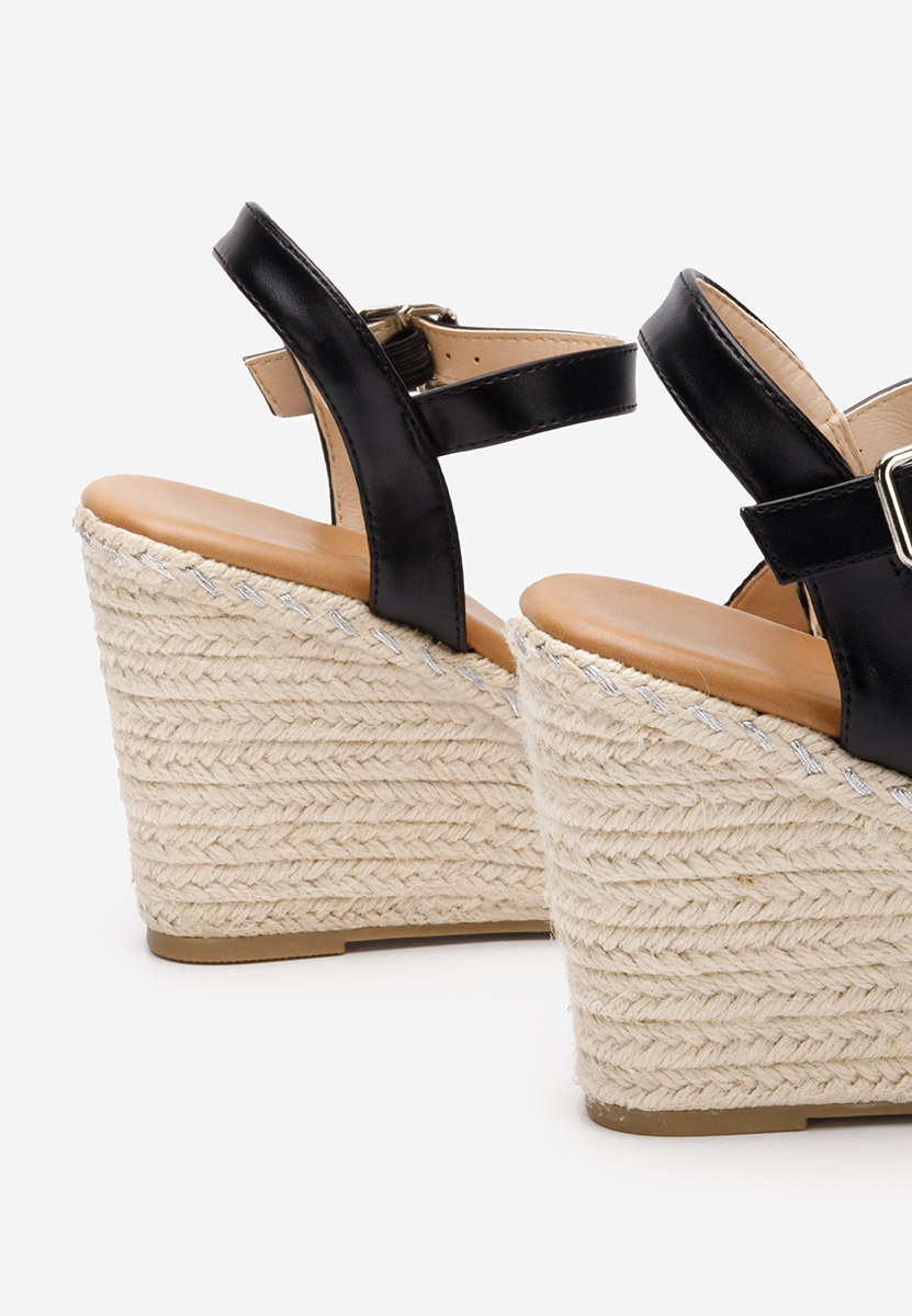 Sandale cu platforma tip espadrile Messie negre