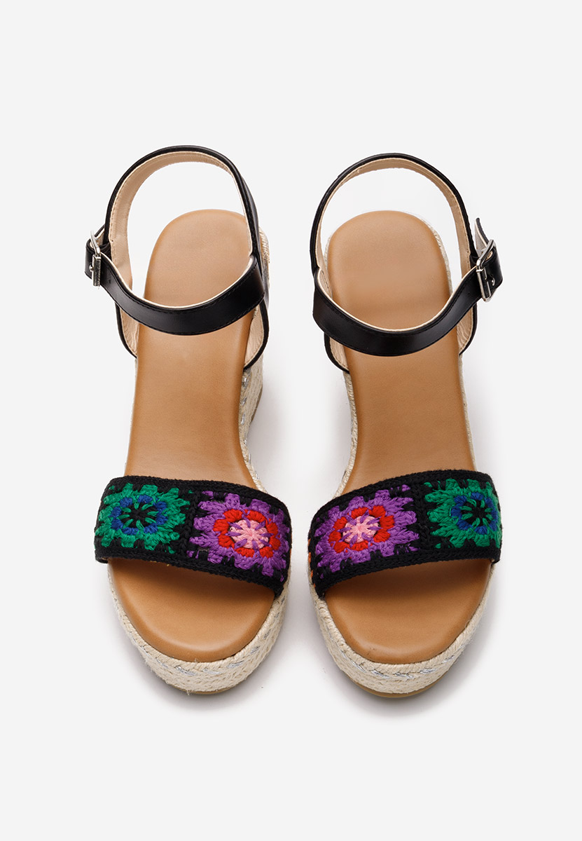 Sandale cu platforma tip espadrile Messie negre