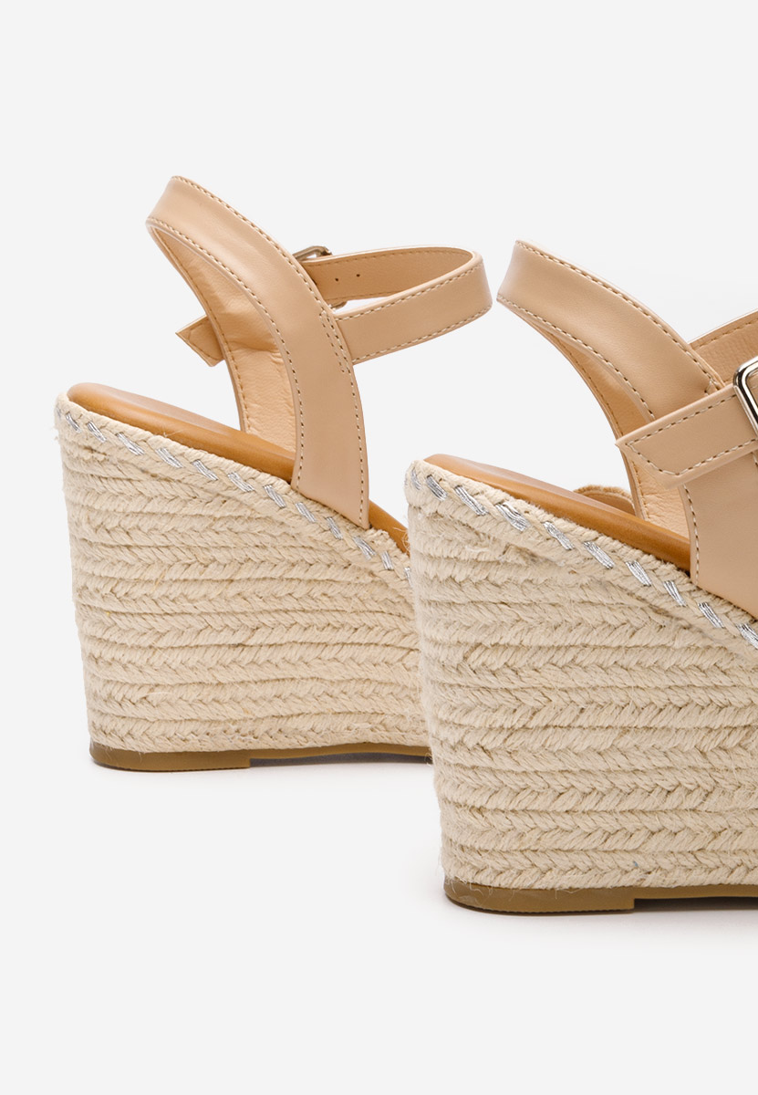 Sandale cu platforma tip espadrile Missa bej