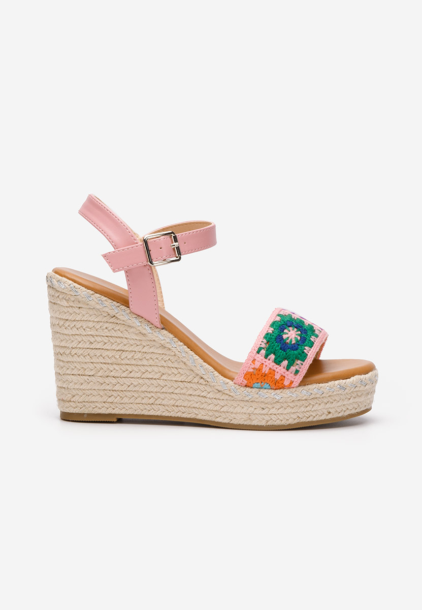 Sandale cu platforma tip espadrile Missa roz