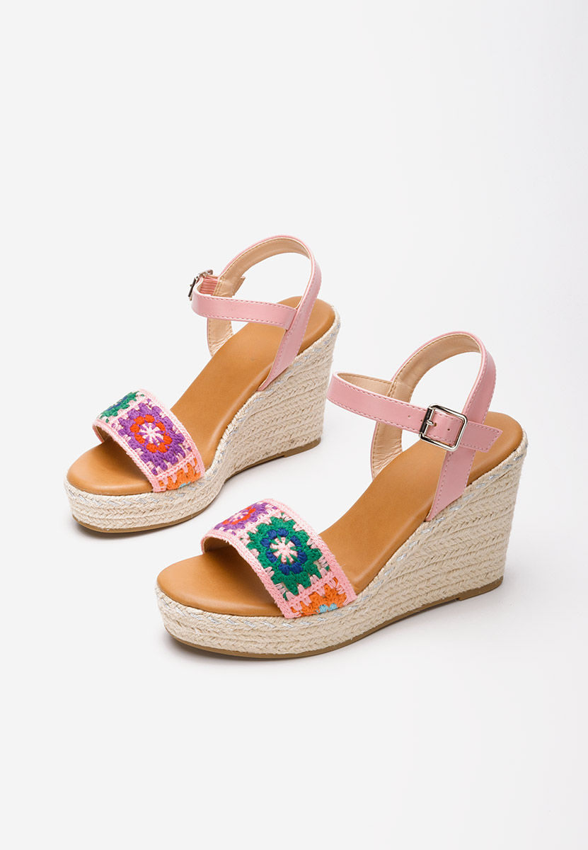 Sandale cu platforma tip espadrile Missa roz