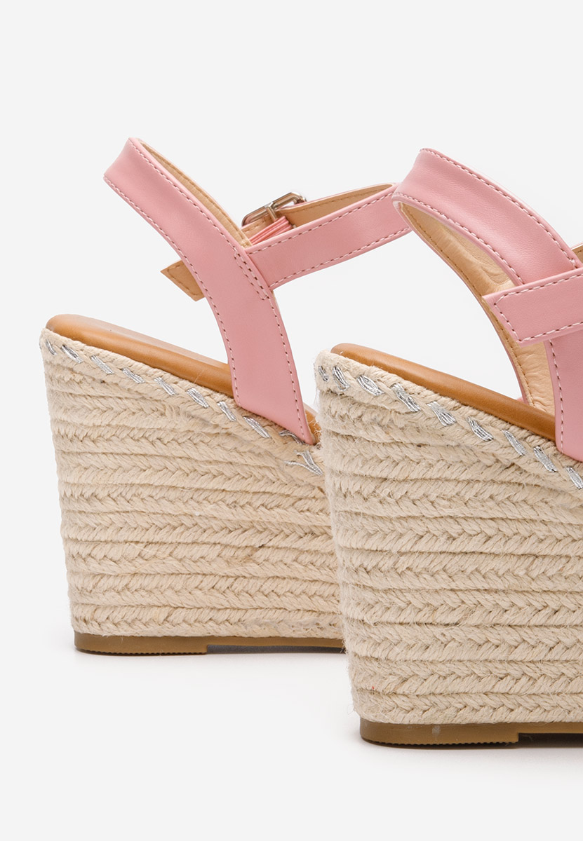 Sandale cu platforma tip espadrile Missa roz