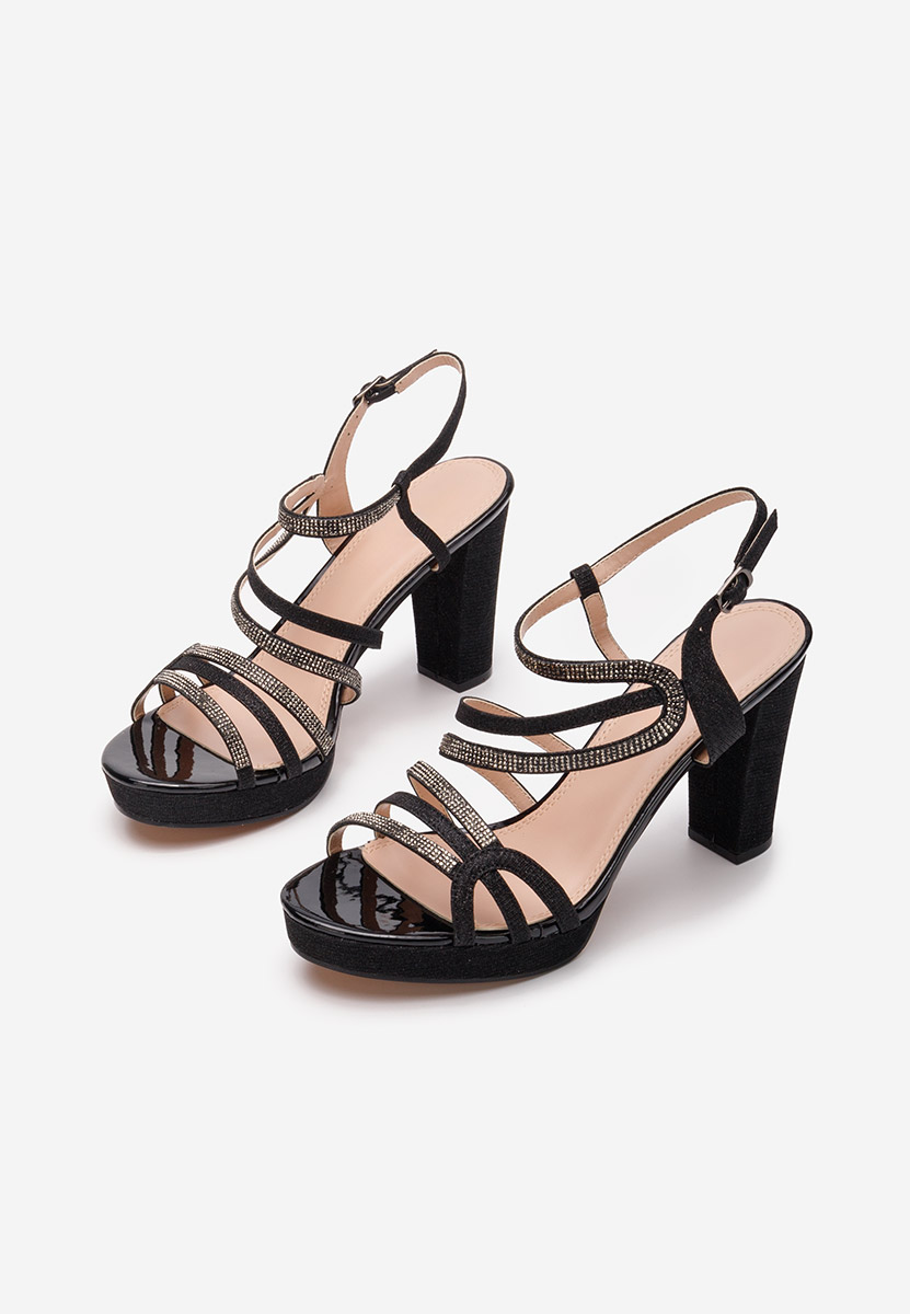 Sandale cu toc gros Emese V2 negre
