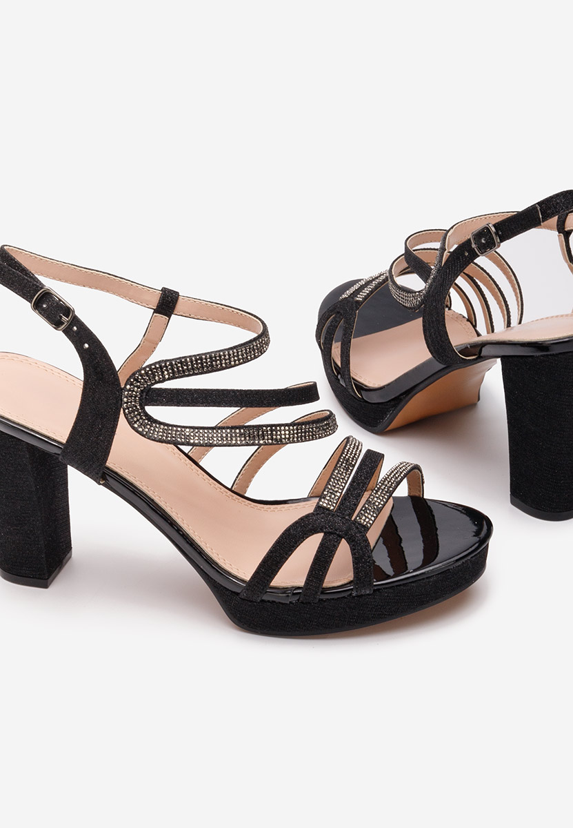 Sandale cu toc gros Emese V2 negre