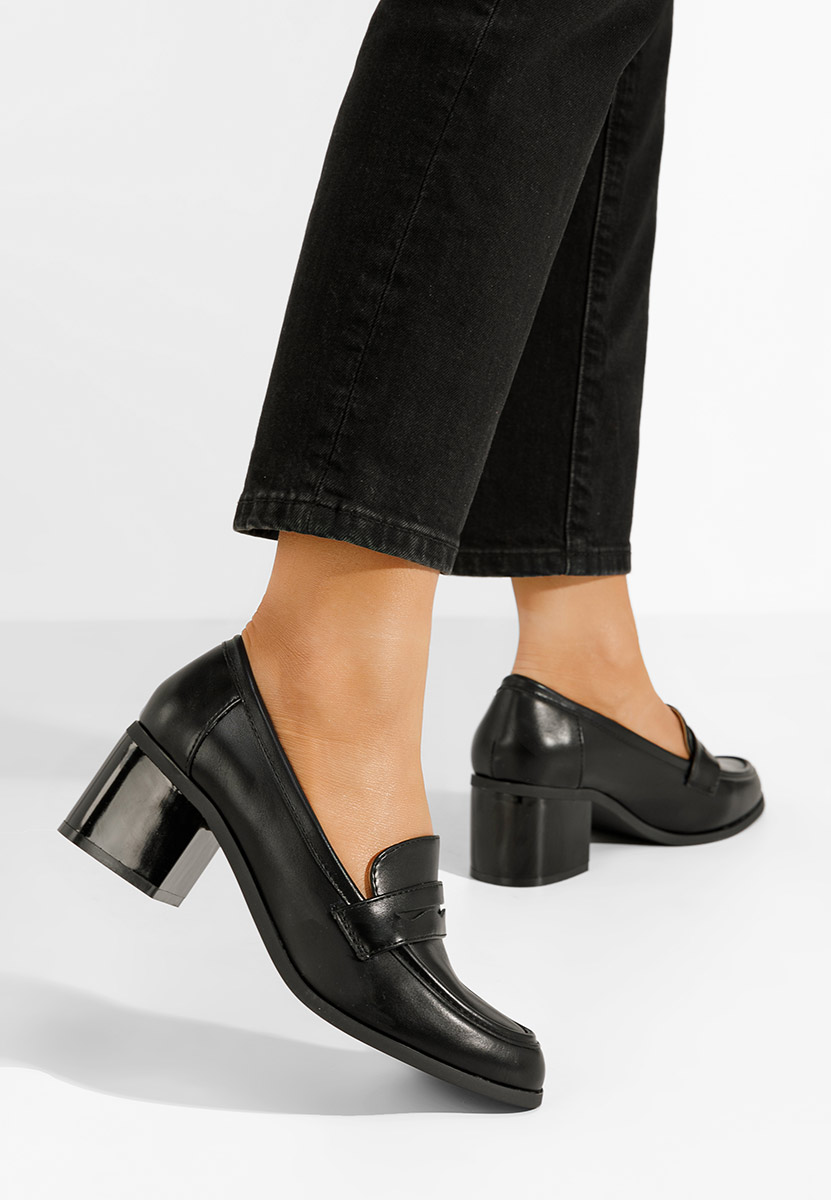 Mocasini cu toc Sereya V4 negri