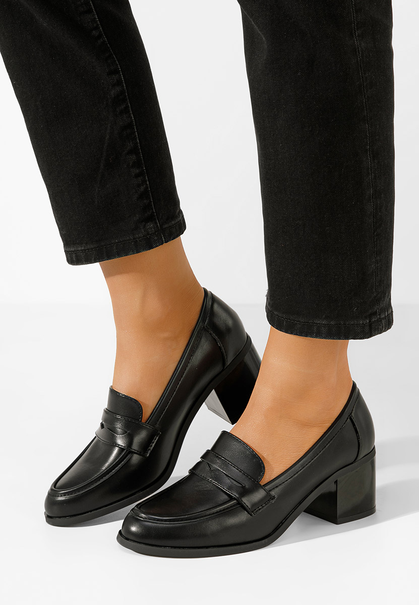 Mocasini cu toc Sereya V4 negri