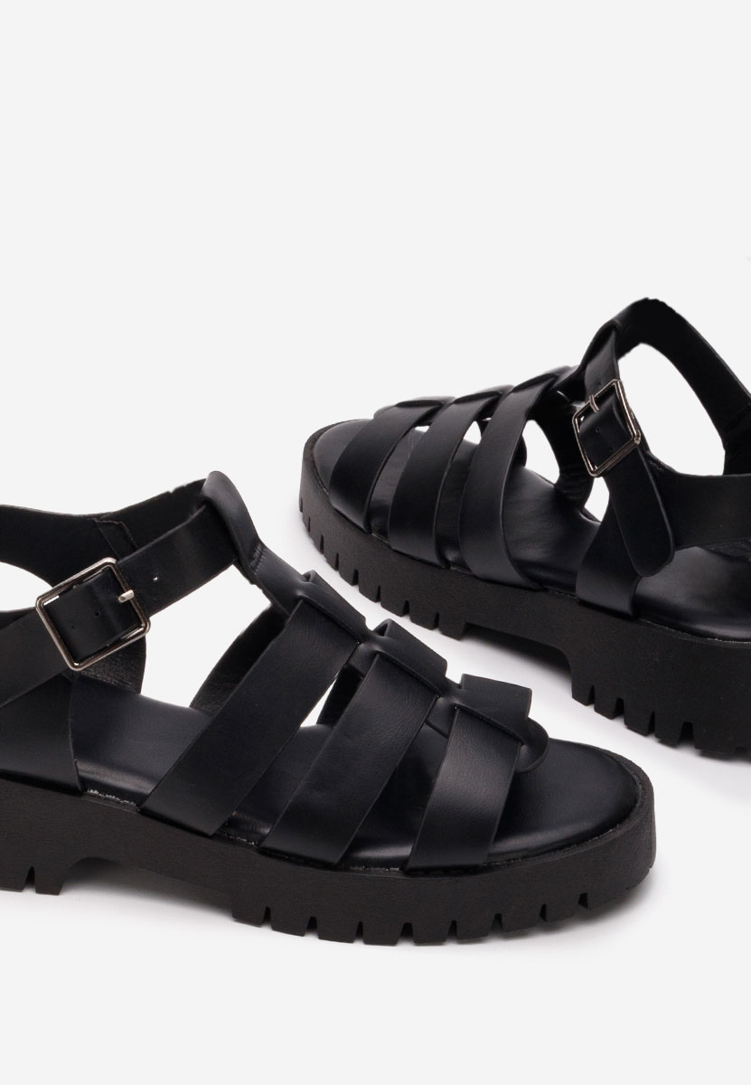 Sandale cu talpa groasa Laurie negre