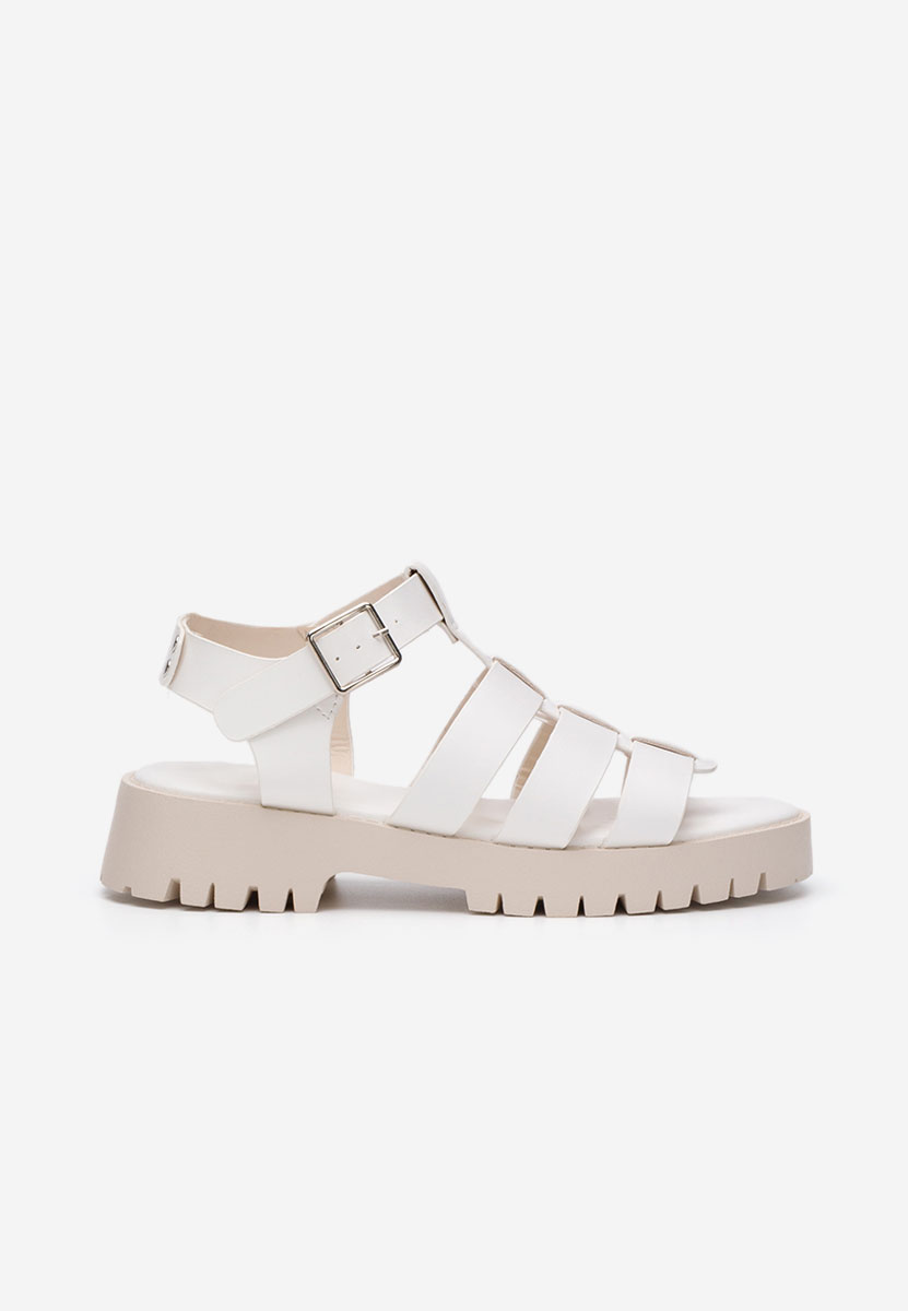 Sandale cu talpa groasa Laurie albe