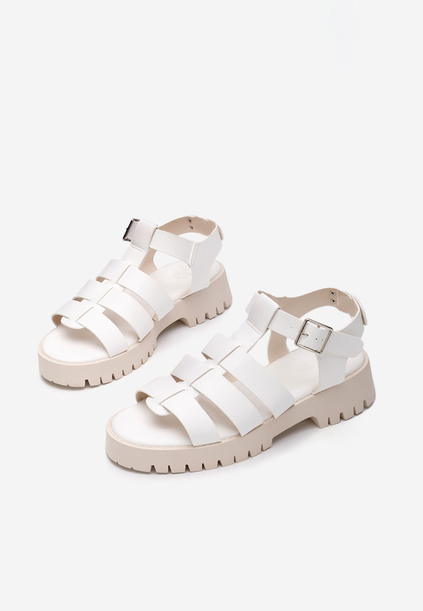 Sandale cu talpa groasa Laurie albe