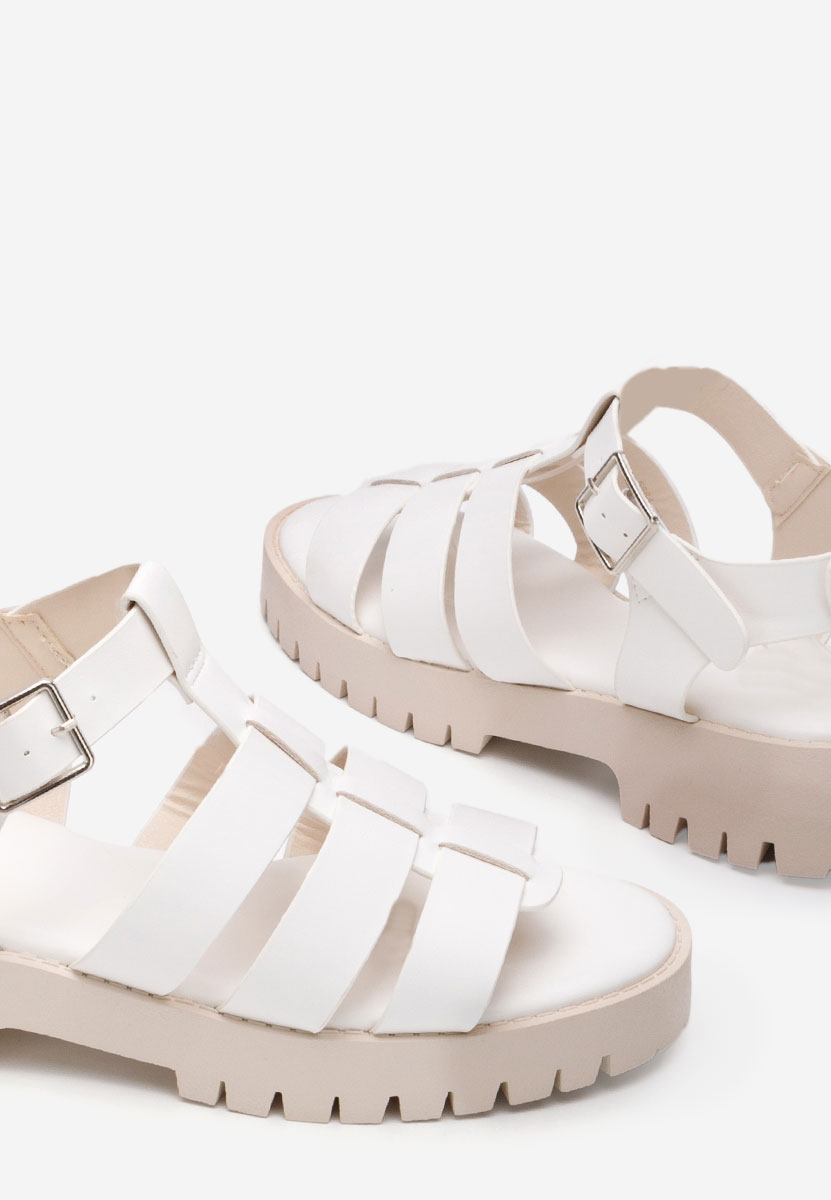 Sandale cu talpa groasa Laurie albe