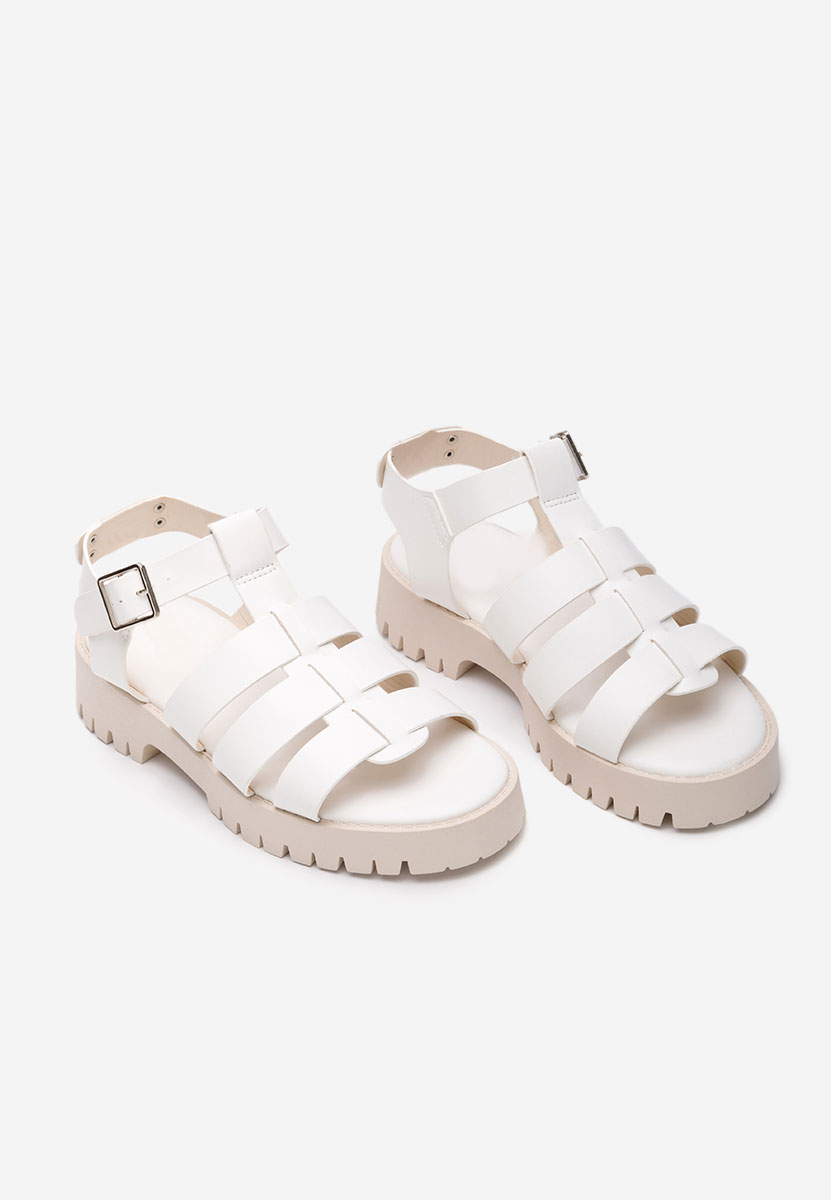 Sandale cu talpa groasa Laurie albe