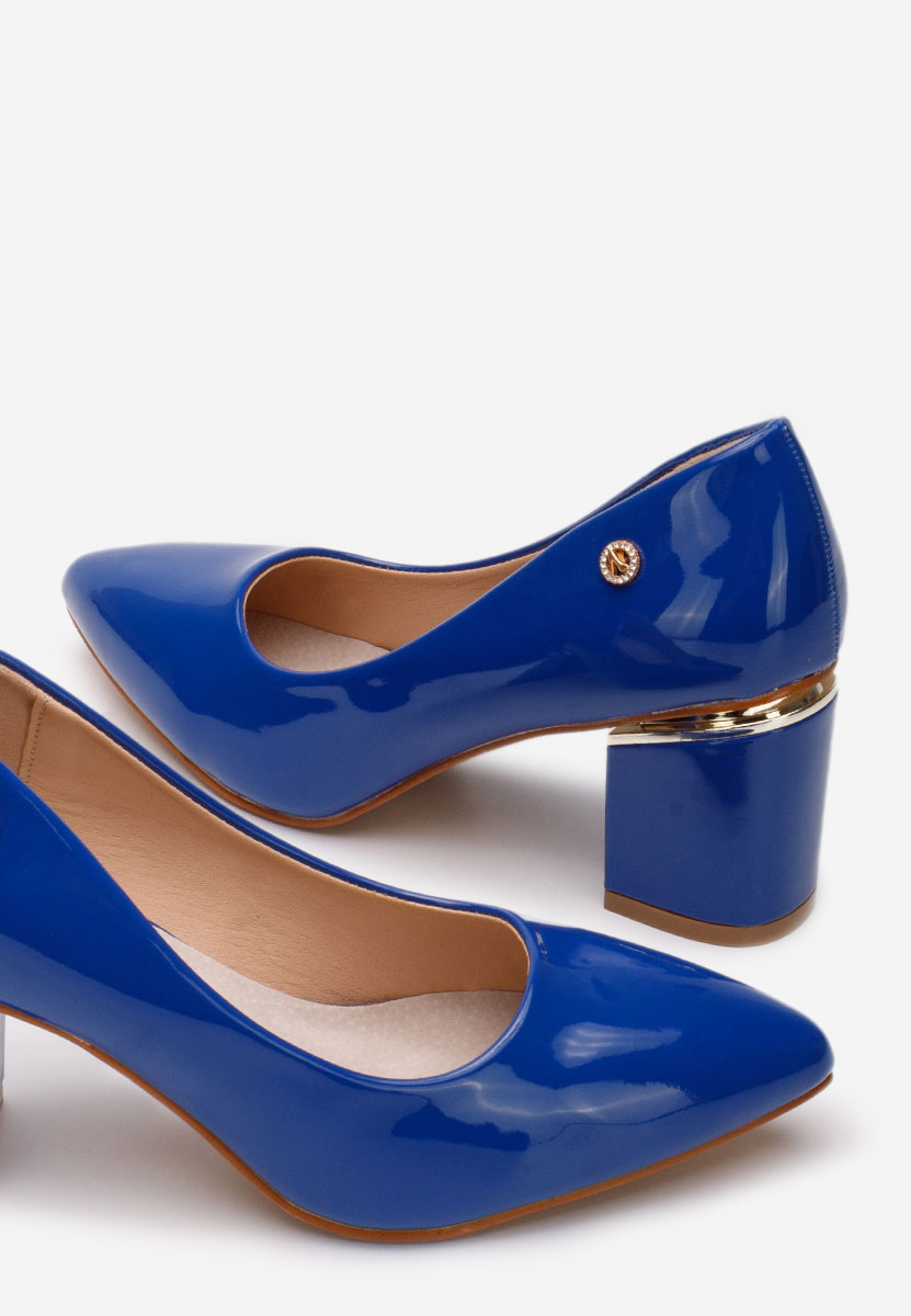 Pantofi cu toc gros Nelia V3 albastri