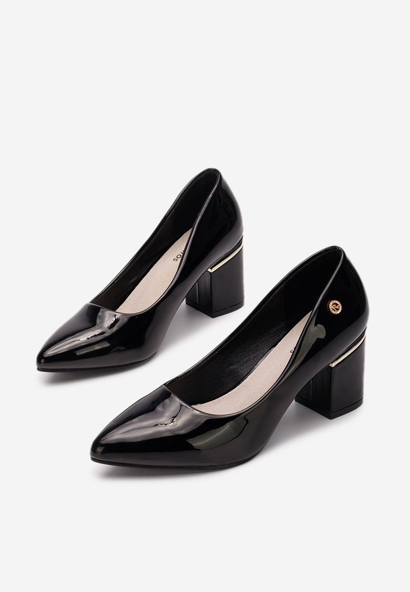 Pantofi cu toc gros Nelia V3 negri