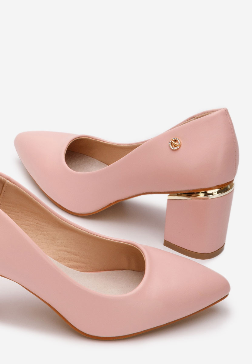 Pantofi cu toc gros eleganti Nelia roz