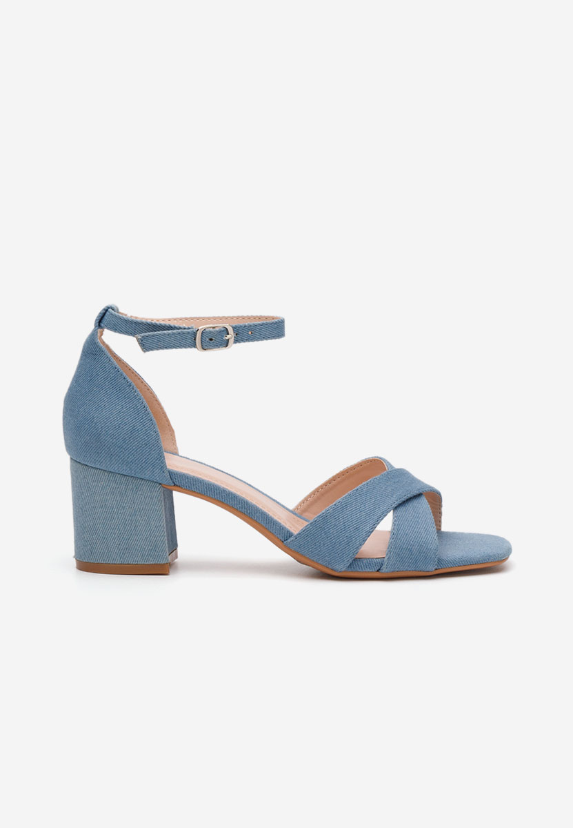 Sandale cu toc gros Lorenia denim