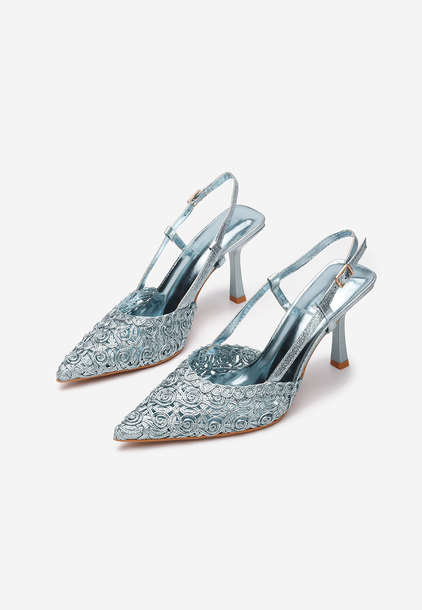 Pantofi stiletto slingback Azzie albastri