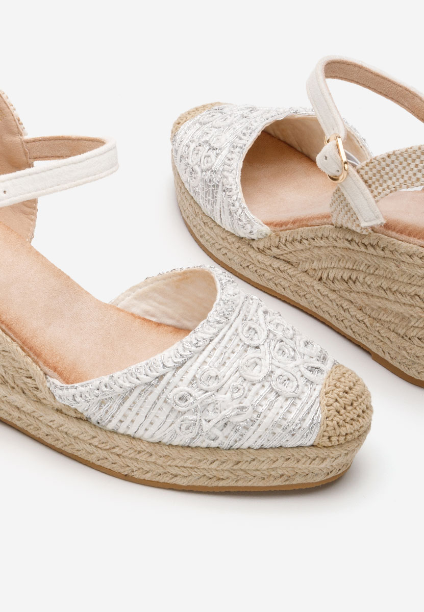 Sandale tip espadrile Flasia albe