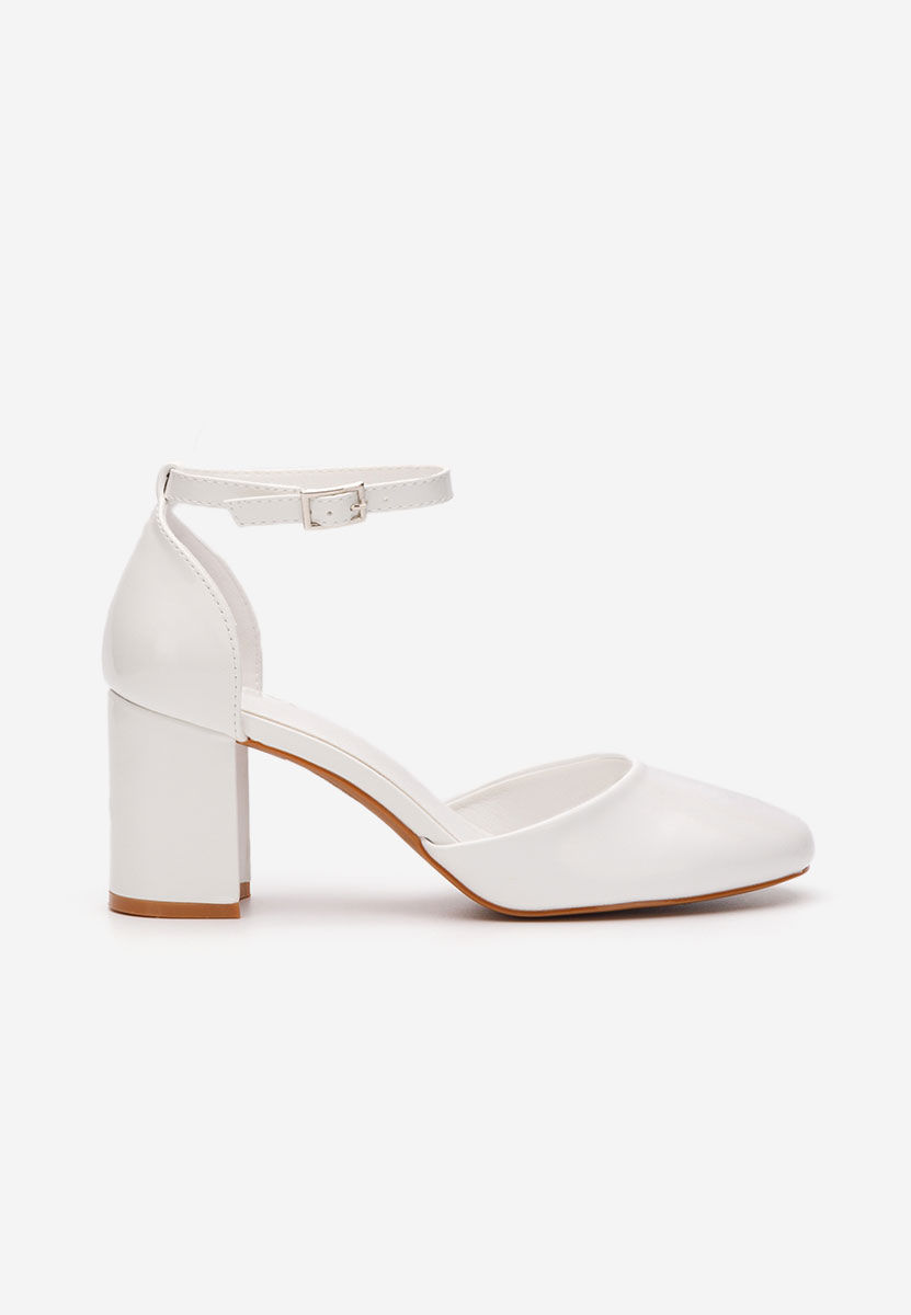 Pantofi cu toc gros Fadivia albi