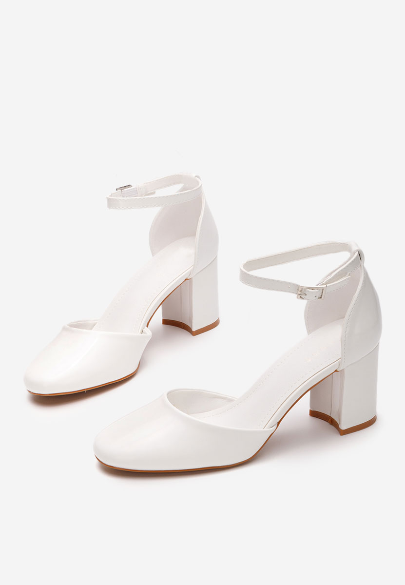 Pantofi cu toc gros Fadivia albi