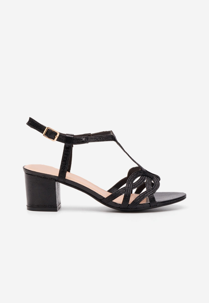 Sandale cu toc gros Siltia negre