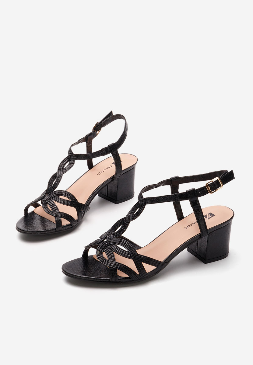 Sandale cu toc gros Siltia negre