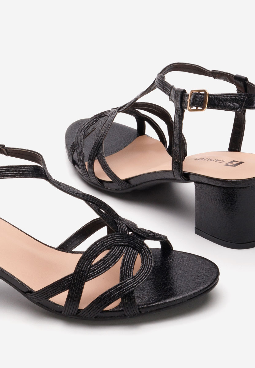 Sandale cu toc gros Siltia negre