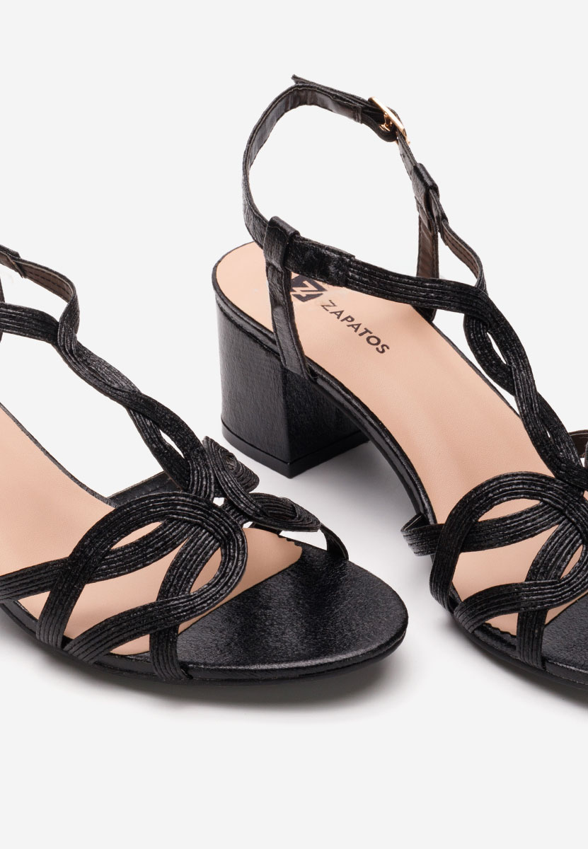 Sandale cu toc gros Siltia negre