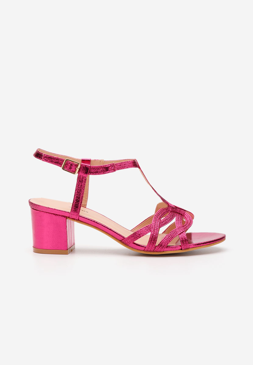 Sandale cu toc gros Siltia fucsia