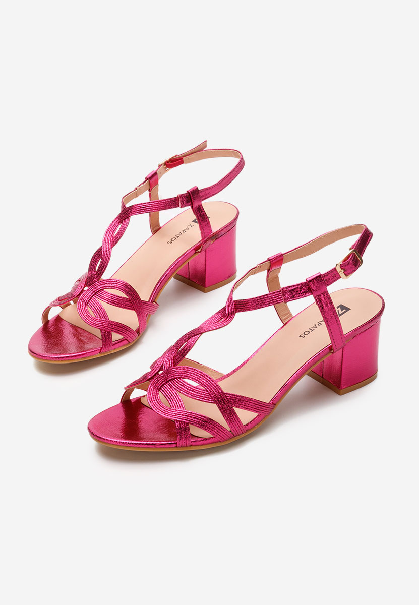 Sandale cu toc gros Siltia fucsia