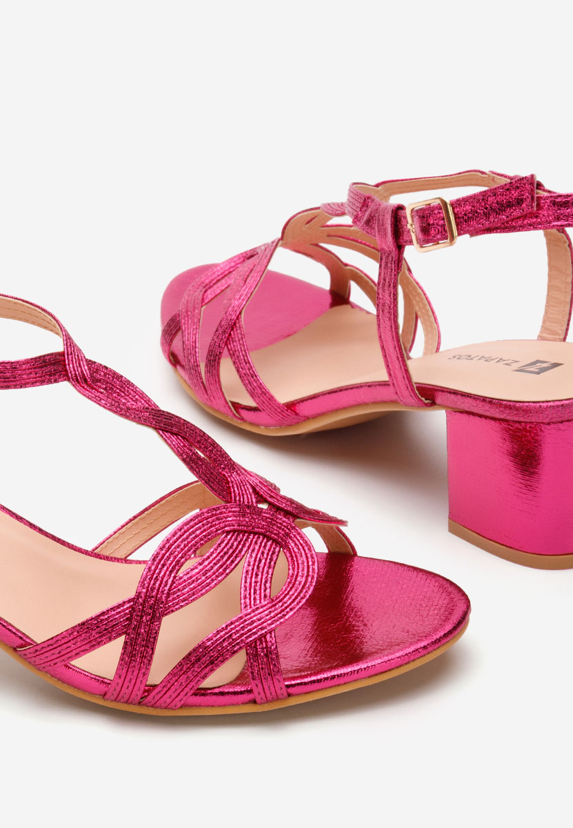Sandale cu toc gros Siltia fucsia