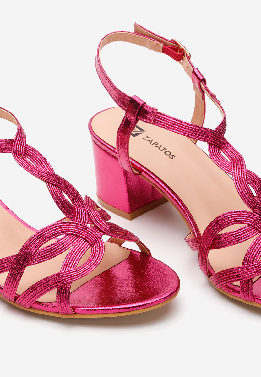 Sandale cu toc gros Siltia fucsia
