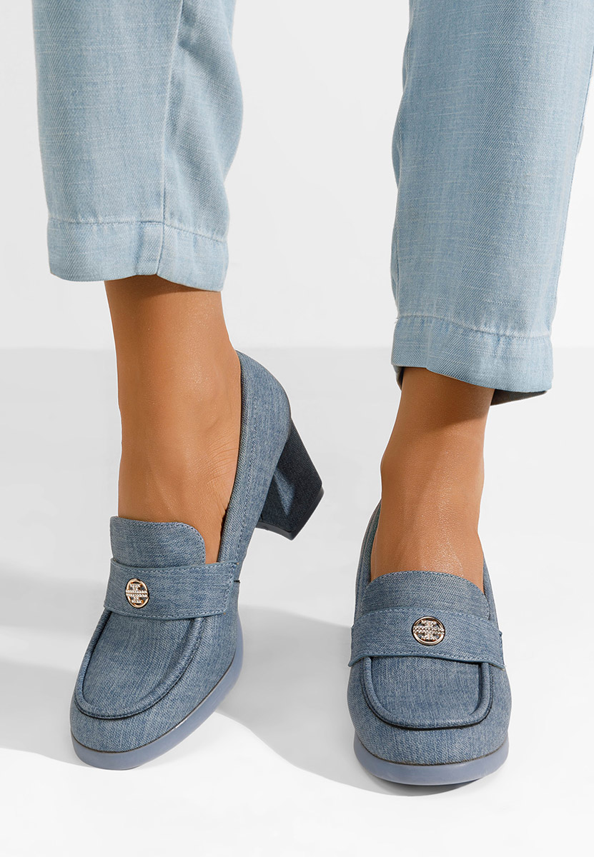 Mocasini cu toc Jonsia V2 denim