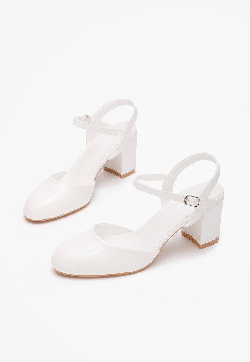 Pantofi cu toc gros Asmita V2 albi
